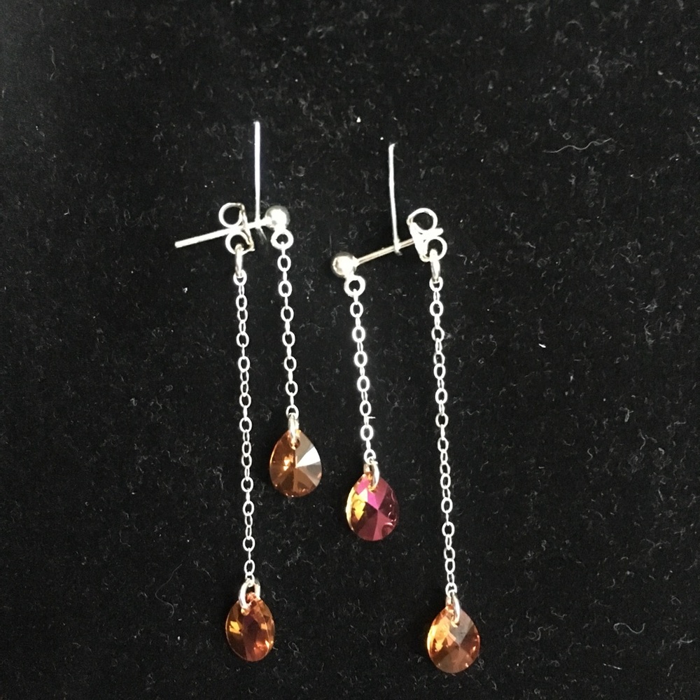 Orange Handmade sterling silver drop earrings